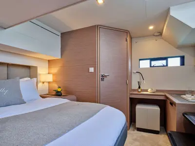 Elly, a Fountaine Pajot Power 67 catamaran at Τροκαντερό, Greece
