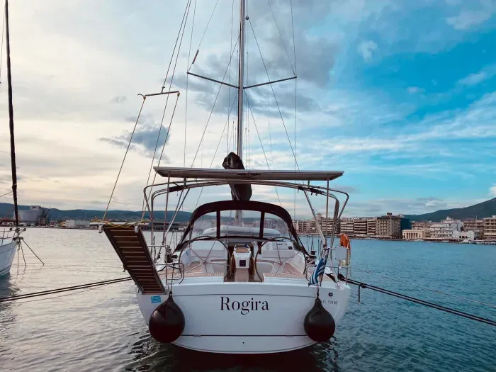 Exterior view of Rogira, a Hanse 458 sailboat at Volos, Greece