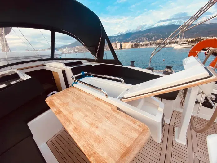 Deck of Rogira, a Hanse 458 sailboat at Volos, Greece