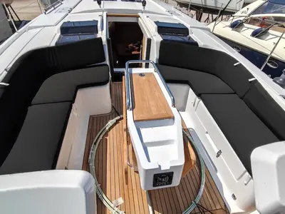 Deck of Rogira, a Hanse 458 sailboat at Volos, Greece