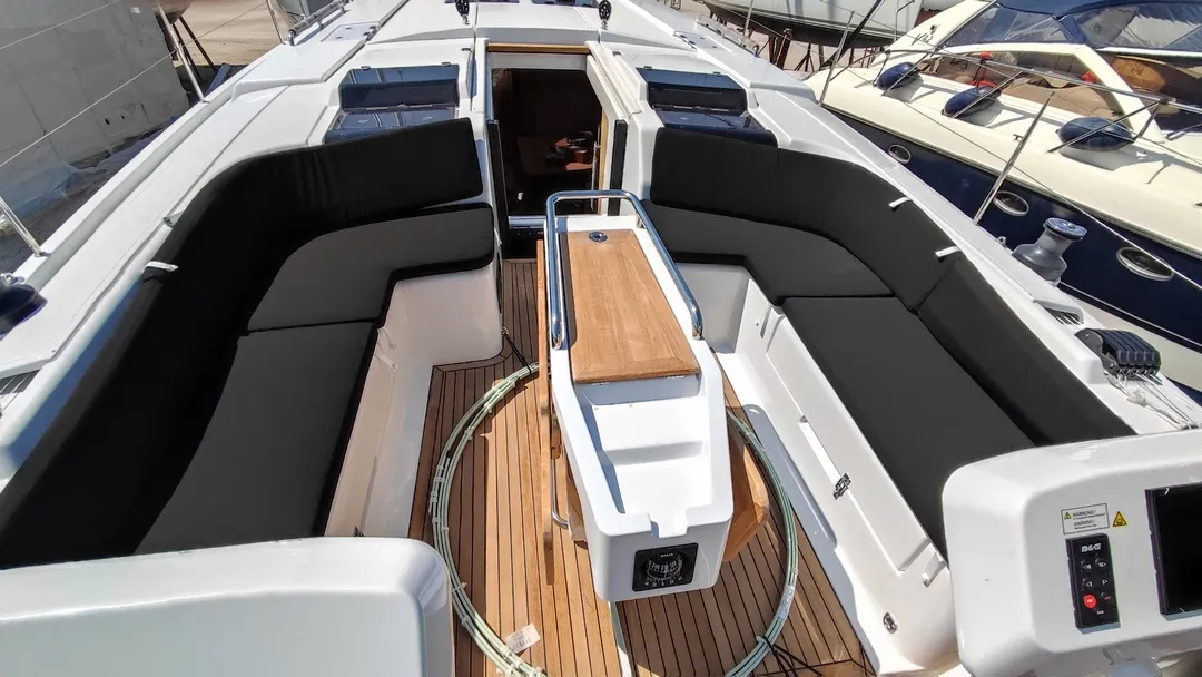 Deck of Rogira, a Hanse 458 sailboat at Volos, Greece