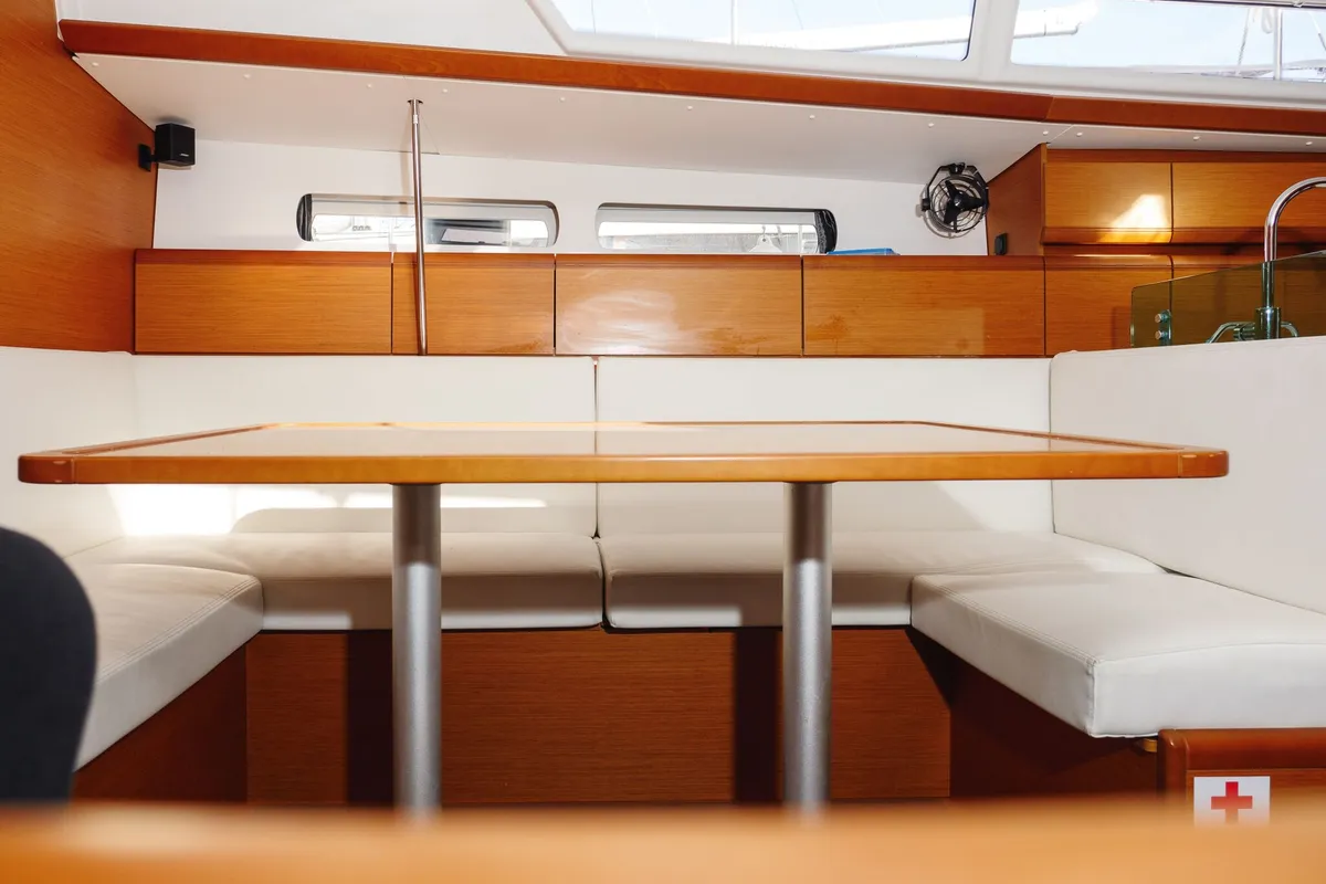 Salon of Odessa, a Jeanneau Sun Odyssey 449 sailboat at Rogač, Croatia