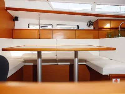 Salon of Odessa, a Jeanneau Sun Odyssey 449 sailboat at Rogač, Croatia