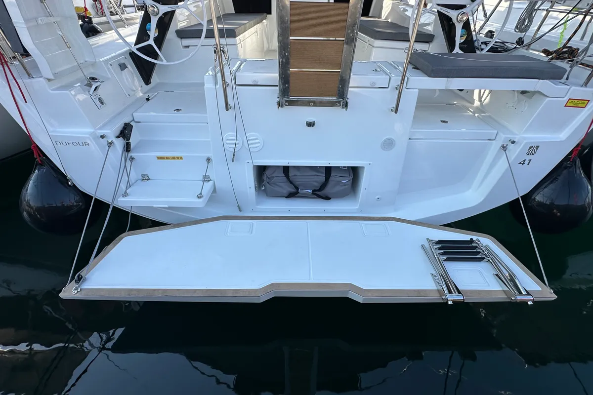 Exterior view of Ismini, a Dufour 41 sailboat at Kos, Greece