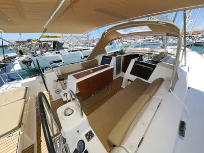 Cockpit of 4 You, a Dufour 460 GL sailboat at Vodice, Croatia