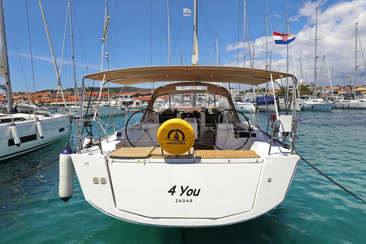 Exterior view of 4 You, a Dufour 460 GL sailboat at Vodice, Croatia