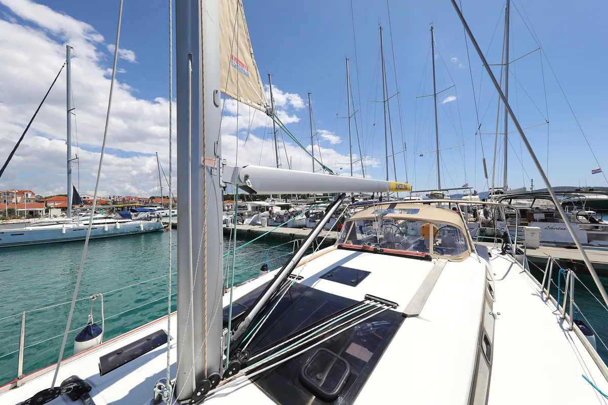 Deck of 4 You, a Dufour 460 GL sailboat at Vodice, Croatia