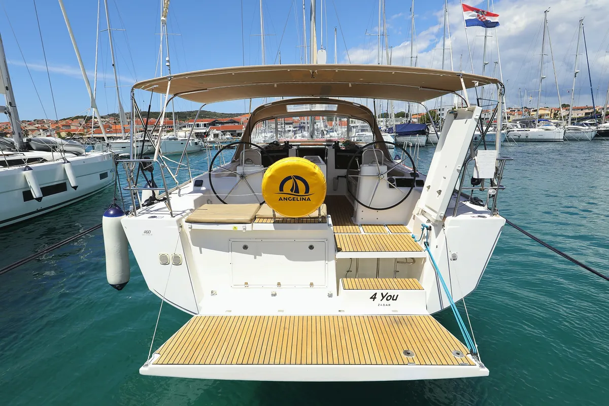 Exterior view of 4 You, a Dufour 460 GL sailboat at Vodice, Croatia