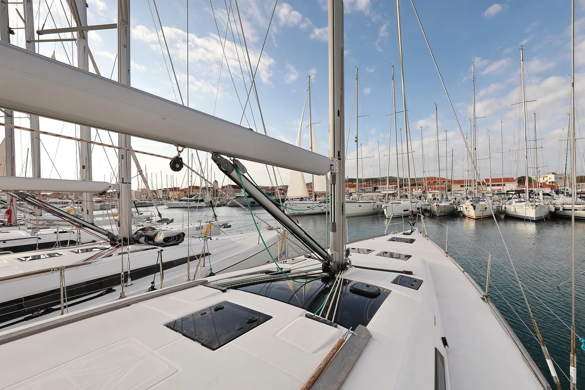 Deck of 4 You, a Dufour 460 GL sailboat at Vodice, Croatia