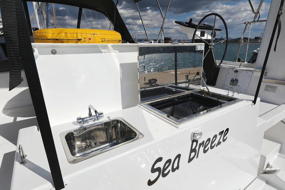 Deck of Sea Breeze, a Dufour 470 sailboat at Grad Vodice, Croatia