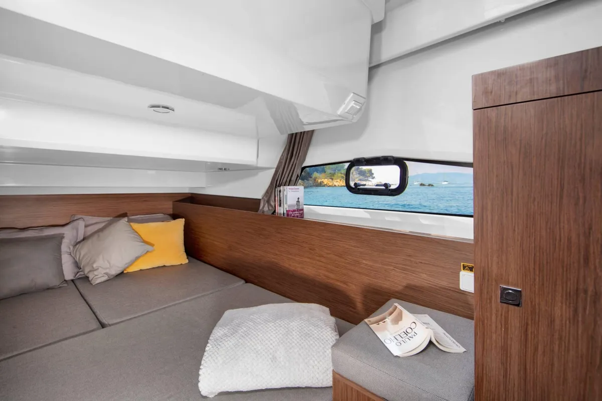Cabin on MF 1095, a Jeanneau Merry Fisher 1095 FLY motorboat at Punat, Croatia