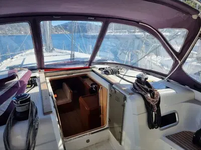 Galley of Evelina, a Jeanneau Sun Odyssey 509 sailboat at Kontokali, Greece