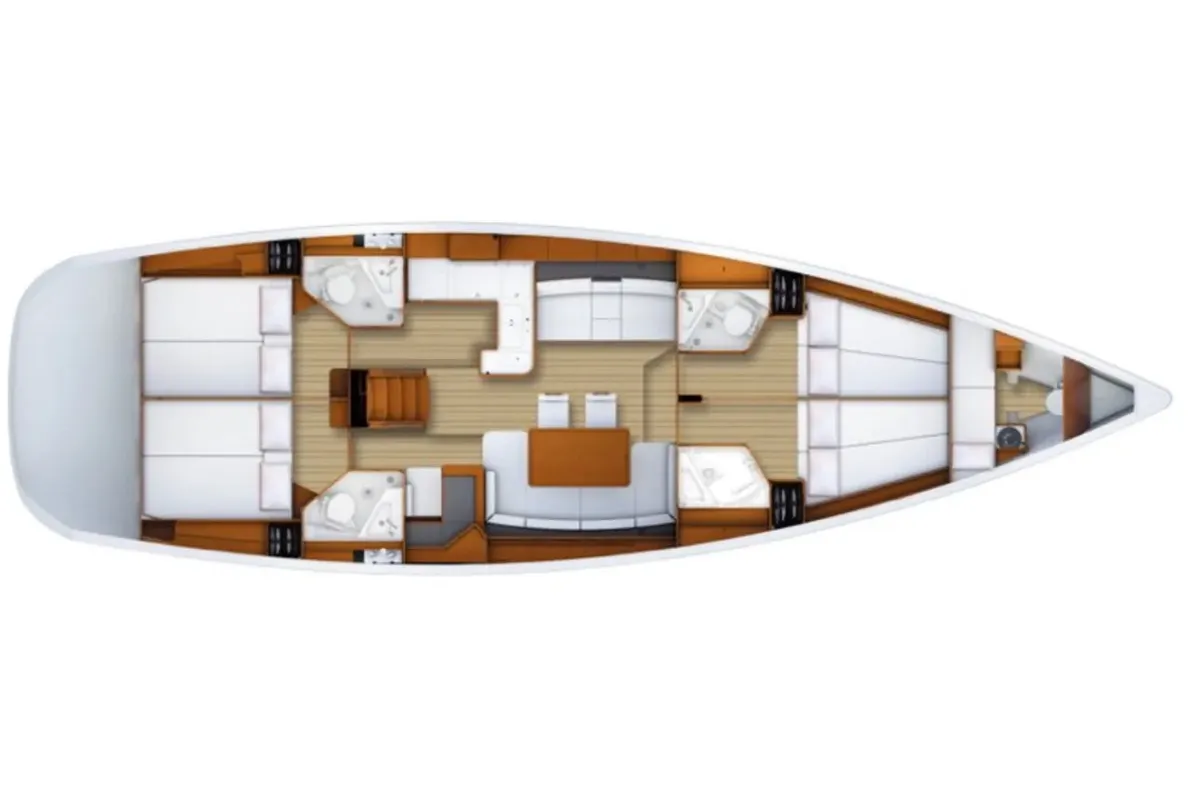 Floor plan of Premium, a Jeanneau 53 sailboat at Dubrovnik, Croatia