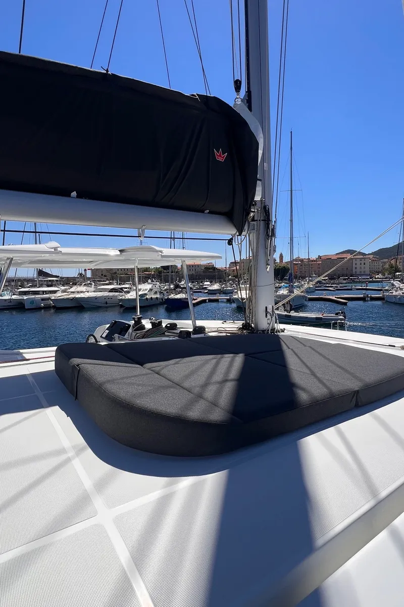 Deck of CELAVIE, a Lagoon 42 catamaran at Ajaccio, France