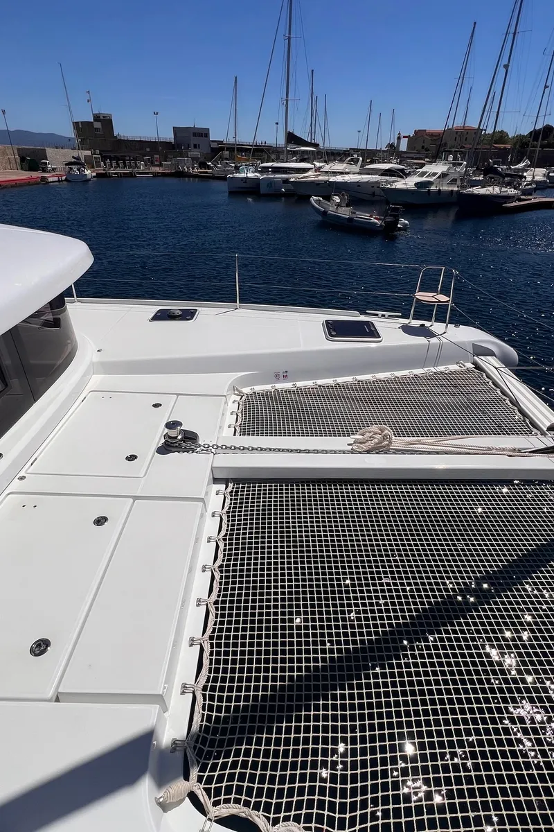 Deck of CELAVIE, a Lagoon 42 catamaran at Ajaccio, France