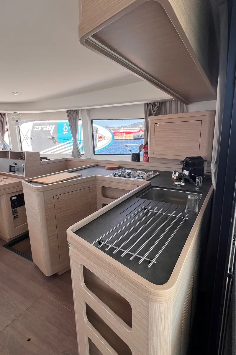 Galley of CELAVIE, a Lagoon 42 catamaran at Ajaccio, France