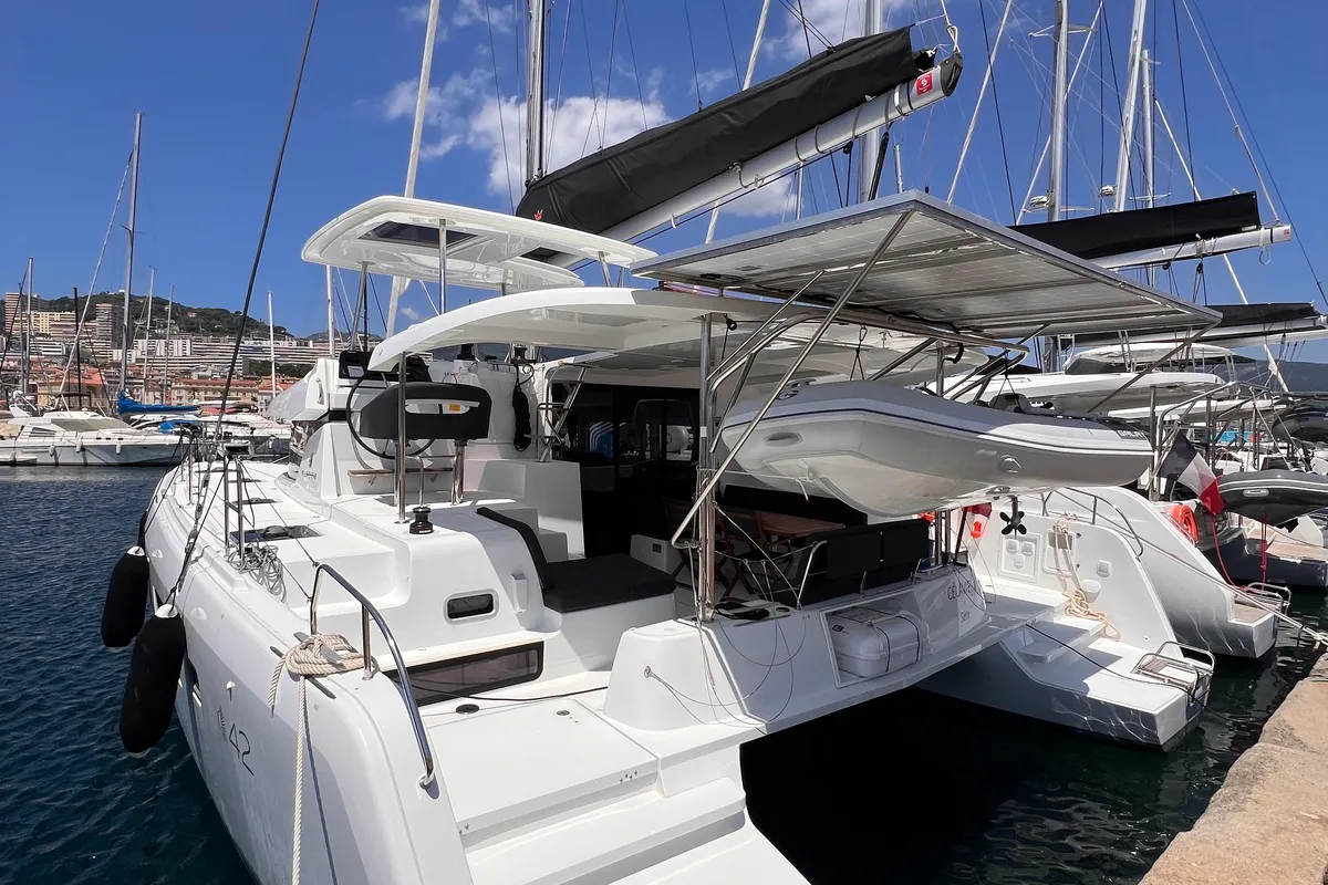Exterior view of CELAVIE, a Lagoon 42 catamaran at Ajaccio, France