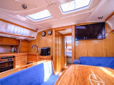 Salon of Fox, a Bavaria 46 Cruiser sailboat at Pallini Municipal Unit, Greece