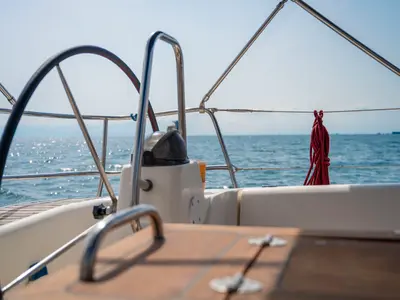 Cockpit of Fox, a Bavaria 46 Cruiser sailboat at Pallini Municipal Unit, Greece