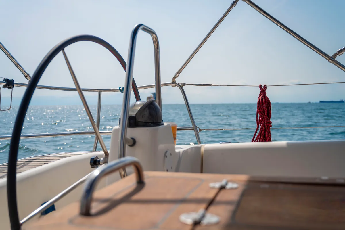 Cockpit of Fox, a Bavaria 46 Cruiser sailboat at Pallini Municipal Unit, Greece