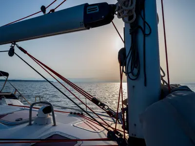 Deck of Fox, a Bavaria 46 Cruiser sailboat at Pallini Municipal Unit, Greece