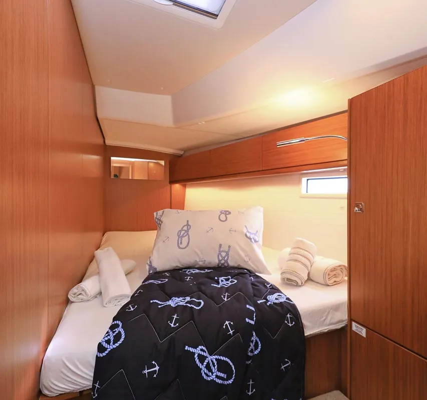 Cabin on Enigma, a Bavaria Cruiser 46 sailboat at Grad Biograd na Moru, Croatia