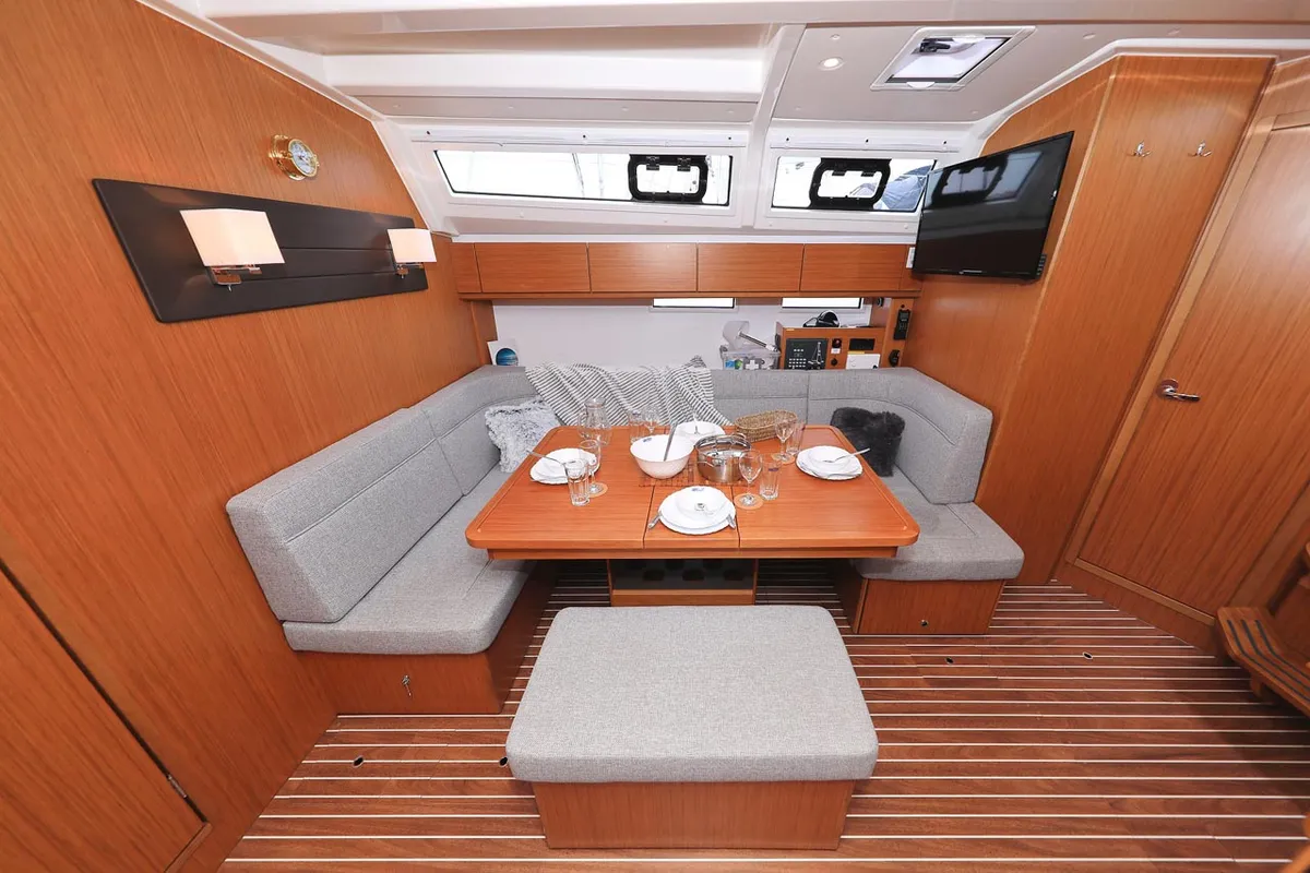 Salon of Enigma, a Bavaria Cruiser 46 sailboat at Grad Biograd na Moru, Croatia