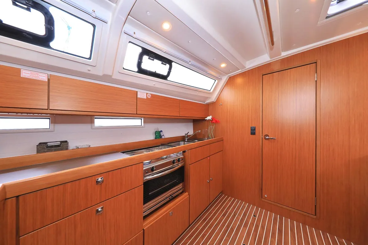 Galley of Enigma, a Bavaria Cruiser 46 sailboat at Grad Biograd na Moru, Croatia