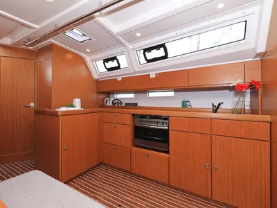 Galley of Enigma, a Bavaria Cruiser 46 sailboat at Grad Biograd na Moru, Croatia