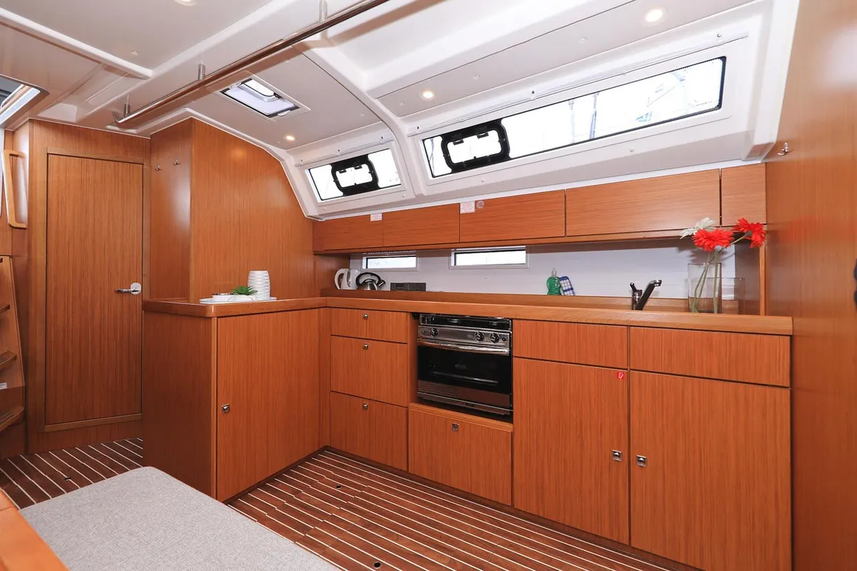 Galley of Enigma, a Bavaria Cruiser 46 sailboat at Grad Biograd na Moru, Croatia