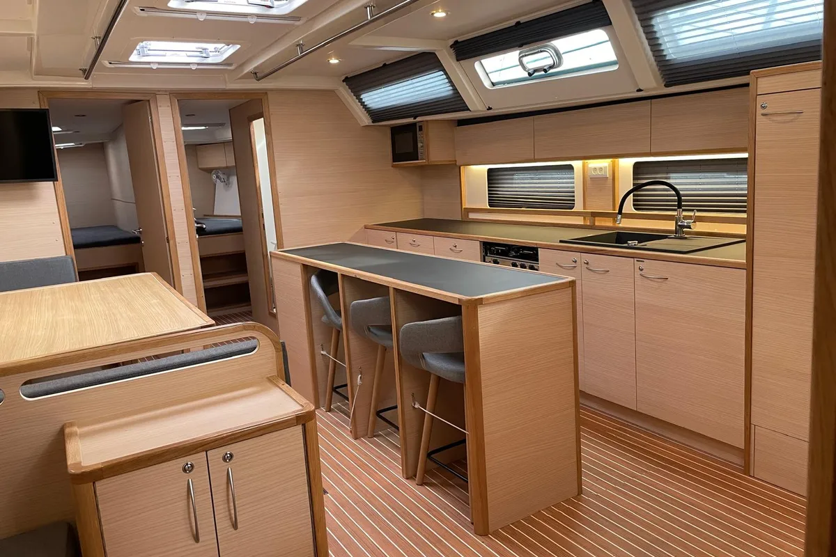 Galley of Six on the Sea, a D&D Kufner 54 sailboat at Salerno, Italy