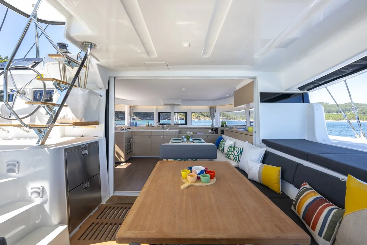 Salon of Bunga Bunga, a Lagoon 43 catamaran at Seget Donji, Croatia