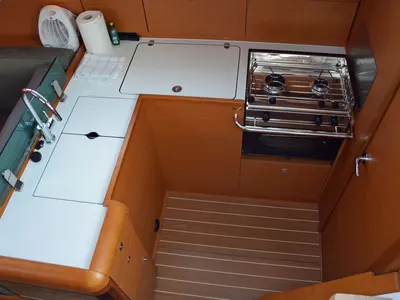 Galley of Beaujolais, a Jeanneau Sun Odyssey 449 sailboat at Seget Donji, Croatia