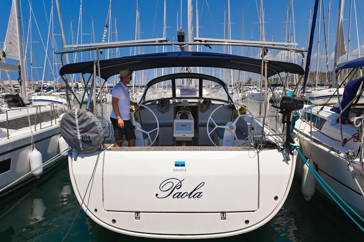 Exterior view of Paola, a Bavaria Cruiser 46 sailboat at Općina Sukošan, Croatia