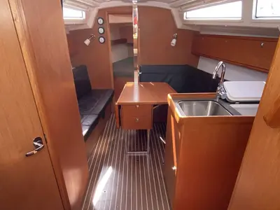 Salon of Loop, a Bavaria Cruiser 34 sailboat at Flensburg, Germany
