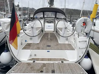 Cockpit of Loop, a Bavaria Cruiser 34 sailboat at Flensburg, Germany