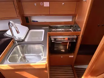 Galley of Loop, a Bavaria Cruiser 34 sailboat at Flensburg, Germany