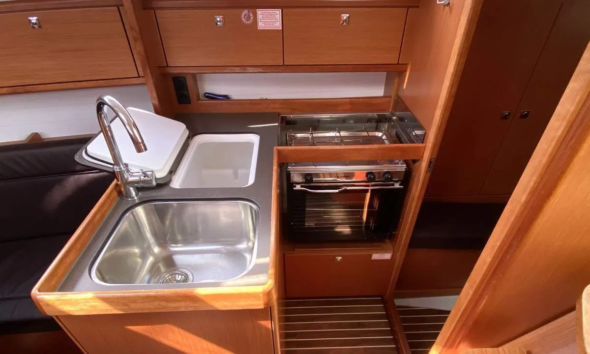 Galley of Loop, a Bavaria Cruiser 34 sailboat at Flensburg, Germany