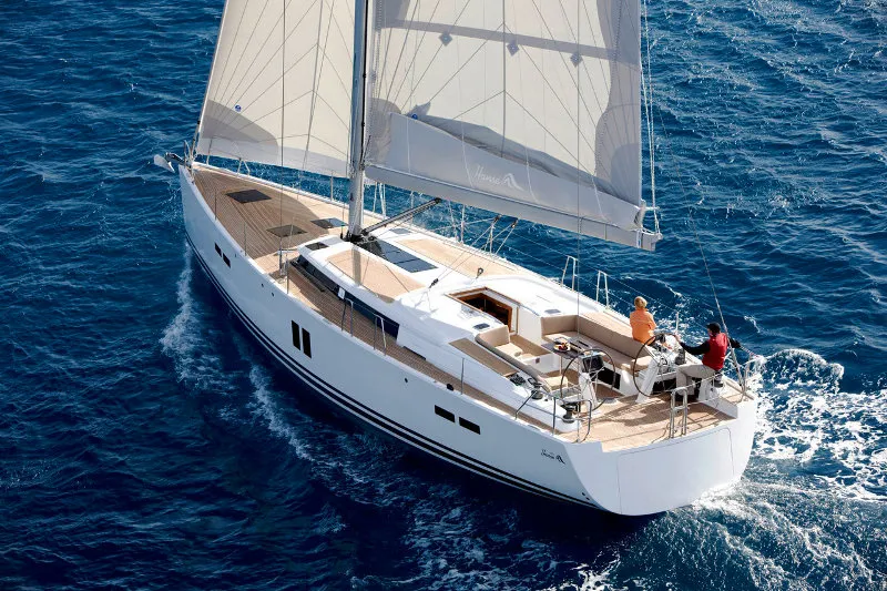 Exterior view of Deneb, a Hanse 445 sailboat at Fethiye, Turkey