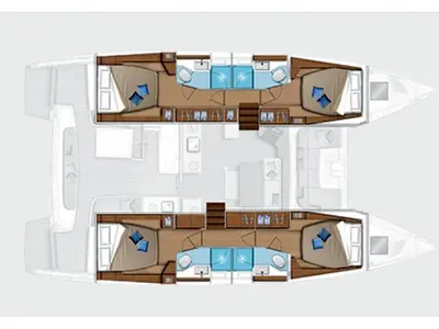 Floor plan of Angel, a Lagoon 46 catamaran at Athens, Greece