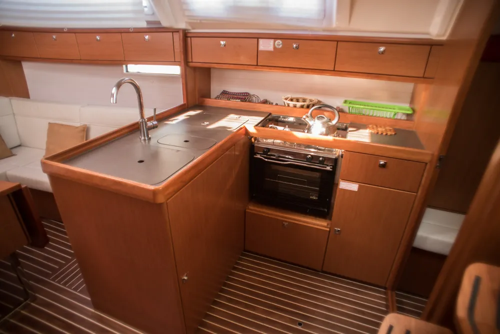 Galley of Takis II, a Bavaria Cruiser 37 sailboat at Municipal Unit of Nea Peramos, Greece