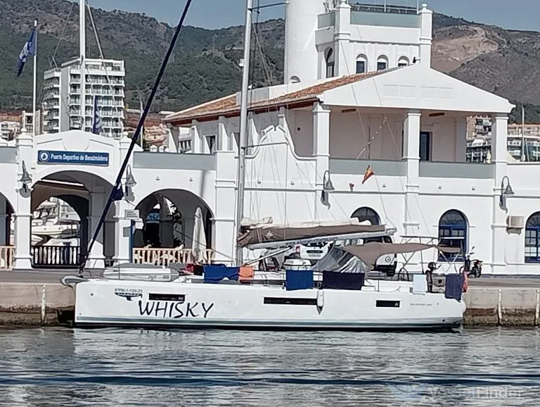Exterior view of Alboran Whisky, a Jeanneau Sun Odyssey 440 sailboat at es Jonquet, Spain
