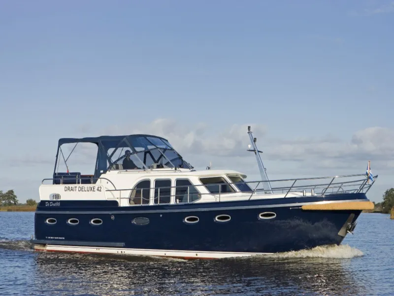 Exterior view of De Drait DeLuxe 42, a motorboat at Drachten, Netherlands
