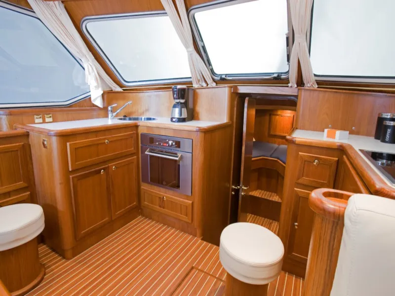 Galley of De Drait DeLuxe 42, a motorboat at Drachten, Netherlands