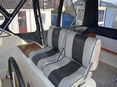 Cockpit of De Drait DeLuxe 42, a motorboat at Drachten, Netherlands