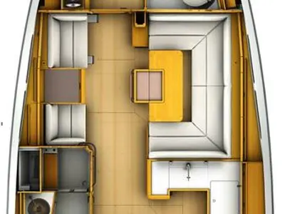 Floor plan of Blueberry, a Jeanneau Sun Odyssey 419 sailboat at Parikia, Greece