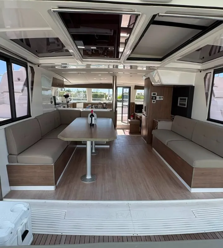 Salon of Cat Tales, a Bali 4.2 catamaran at Central Abaco, Bahamas