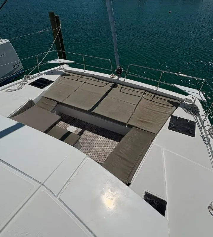 Deck of Cat Tales, a Bali 4.2 catamaran at Central Abaco, Bahamas
