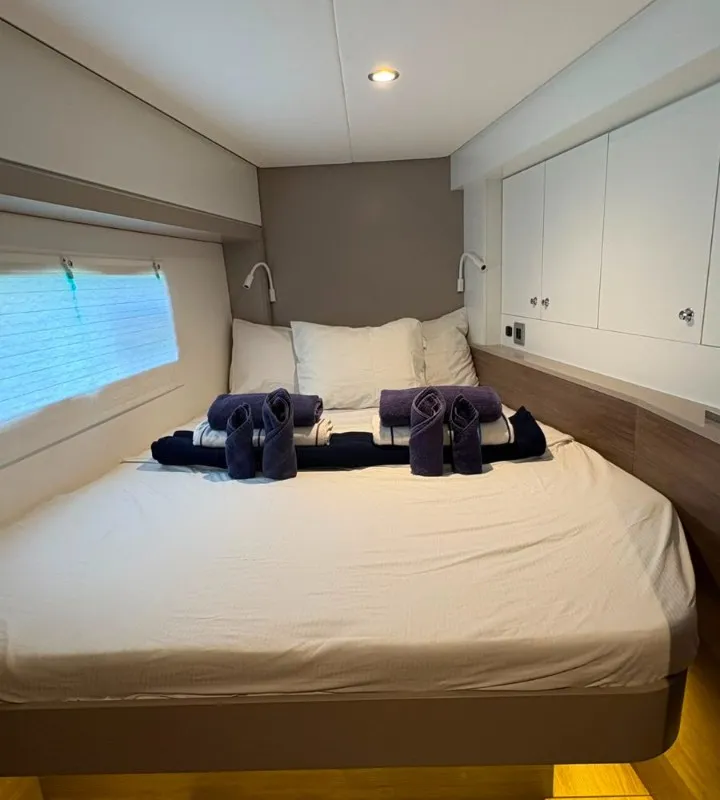 Cabin on Cat Tales, a Bali 4.2 catamaran at Central Abaco, Bahamas