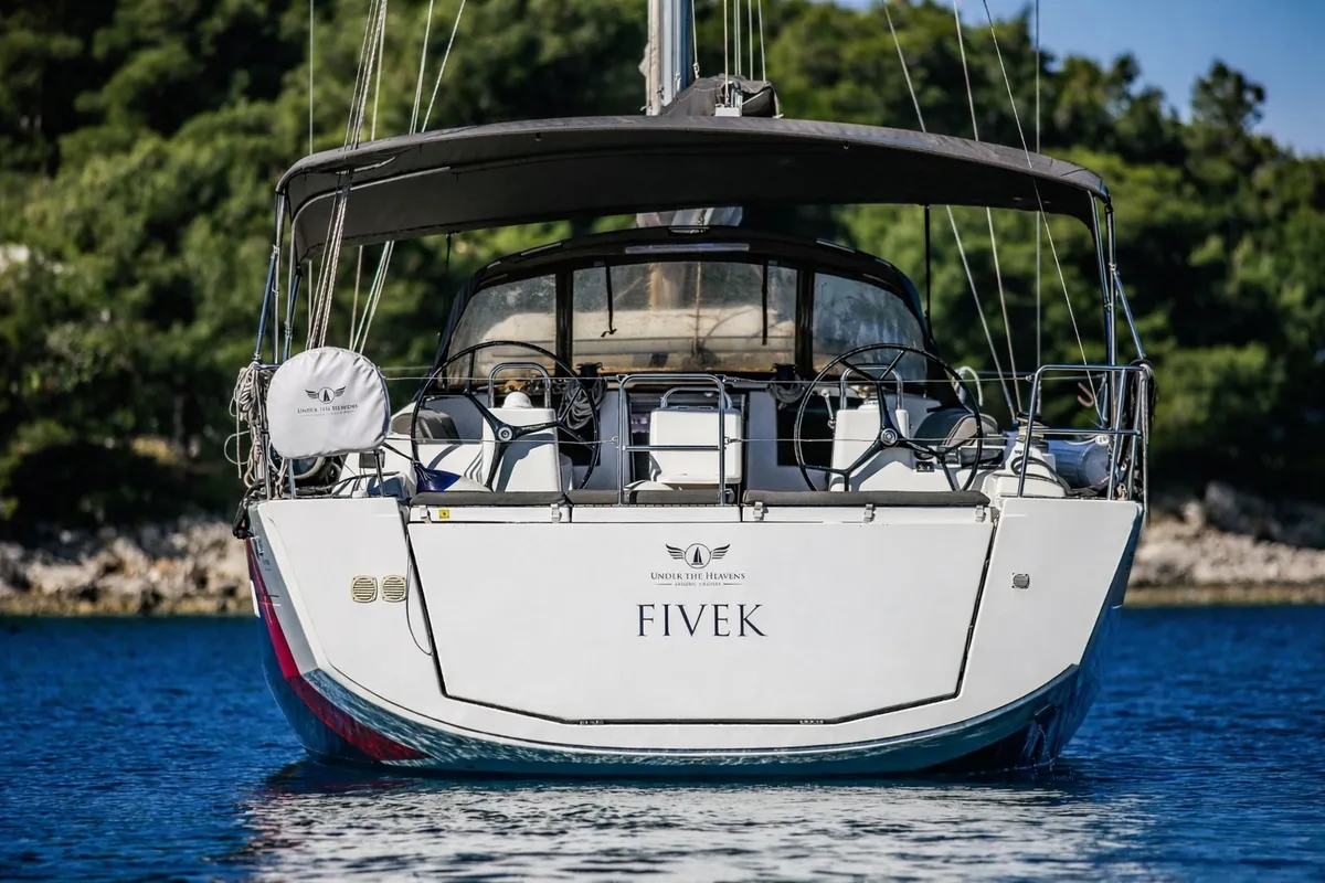 Exterior view of Ceto, a Dufour 460 GL sailboat at Primošten, Croatia